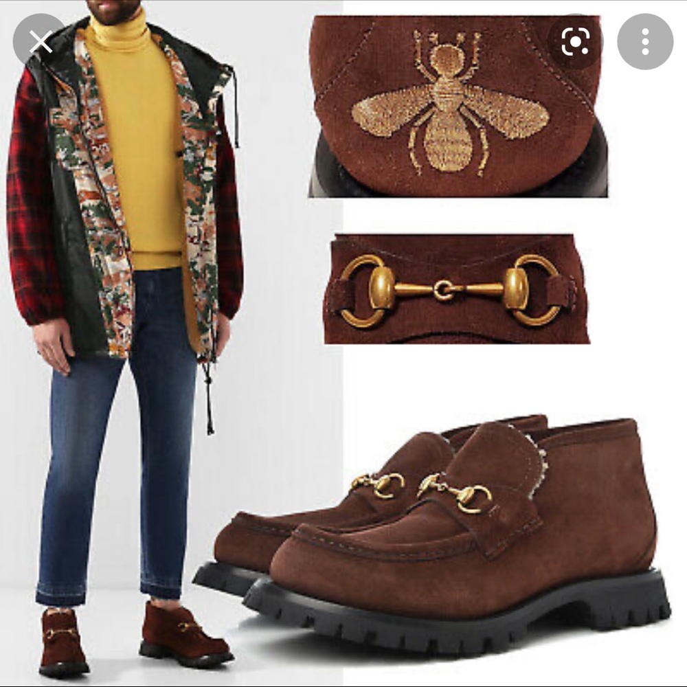 Gucci Horsebit Lug Sole Loafers Sherpa Lined Perfect for Winter